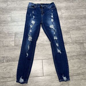 Elite Jeans Girls‎ Size 5/6 Blue Denim Distressed Jean